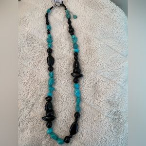 Chicos Turquoise and Black Long Necklace